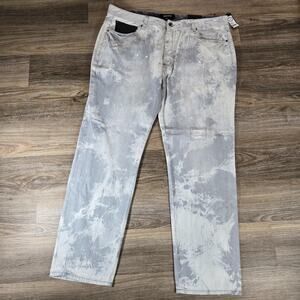 AKOO Jeans Mens 42x34 Light Blue Acid Wash Logger Fit Denim Hip Hop Streetwear